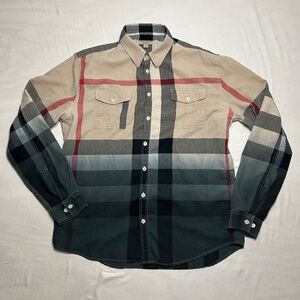Burberry Brit Men’s Plaid Check Shirt Long Sleeve Button Up Size XL Luxury